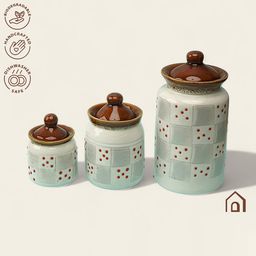 claymistry Set of 3 Ceramic Jars with Lid image 4
