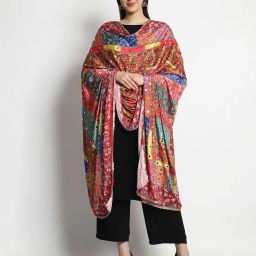 swi stylish Printed Bridal Chinnon Dupatta With Mirror Work image 4