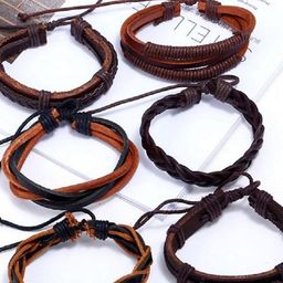 university trendz Set of 6 Adjustable Leather Bracelets image 4