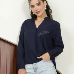 Shein Elegant Medium Length Cuffed Full Sleeve Pleated Neck Top-image-34