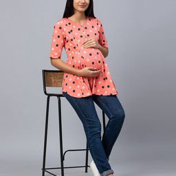 av2 Polka-Dot Printed Top with Button-Front image 4