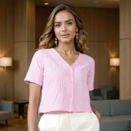 Shein Curved Hem Relaxed Fit Top With Front Button Closure-image-62