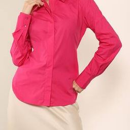 Shein Spread Collar Cuffed Sleeve Back Tie-Up Fitted Shirt-image-82