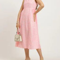 Shein Cute Sleeveless Checkered Midi Fit And Flare Dress-picture-50