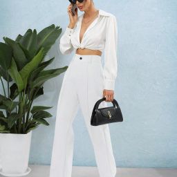 wuxi Flat-Front Trousers with Insert Pockets image 4