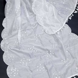 neel art Sequin Embroidered Chanderi Dupatta with Tassels image 4