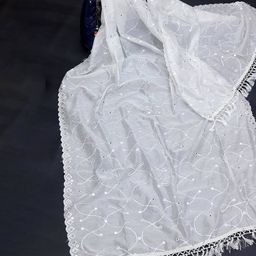 neel art Embroidered Dupatta with Tassels image 4