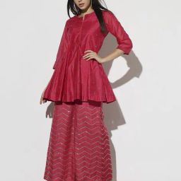 svrnaa by azorte Embellished A-Line Kurta with Palazzos & Dupatta image 4