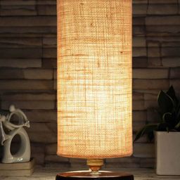 devansh Jute Table Lamp with Wood Base image 5