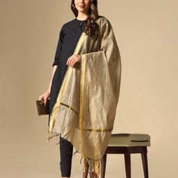 shaily Zari Border Dupatta with Tassels image 5