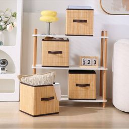homestorie Set of 4 Foldable Bamboo Storage Baskets image 5