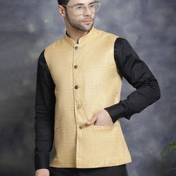 jompers Men Regular Fit Nehru Jacket with Button Closure image 5
