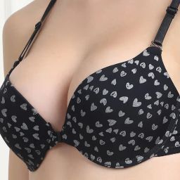 prettycat Heart Print Under-Wired Front-Open Push-Up Bra image 5