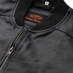 leather retail Zip-Front Biker Jacket with Insert Pockets image 5