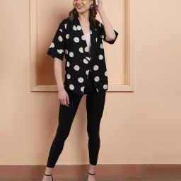 shaily Polka-Dot Print Front-Open Jacket image 5