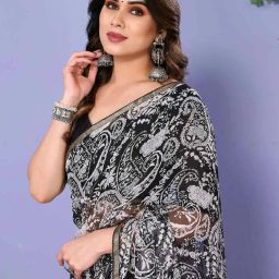 nyrika Paisley Print Chiffon Saree image 5
