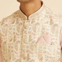 manyavar Men Embroidered Nehru Jacket with Button-Closure image 5