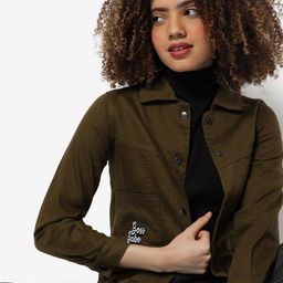 campus sutra Solid Full Sleeve Jacket with Button Closure image 5