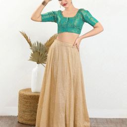 salwar studio Floral Pattern Front Open Blouse image 5