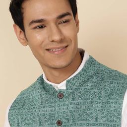 fabindia Printed Nehru Jacket with Inserted Pockets image 5