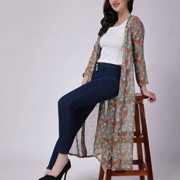 cation Floral Print Front-Open Shrug image 5