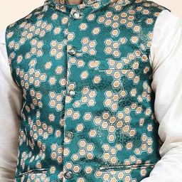 aany's culture Men Geometric Pattern Nehru Jacket with Welt Pockets image 5