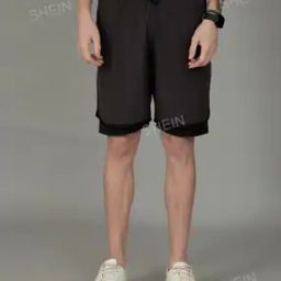 Shein Activewear Elasticated Drawstring Waist Shorts with Side Insert Pockets-picture-53
