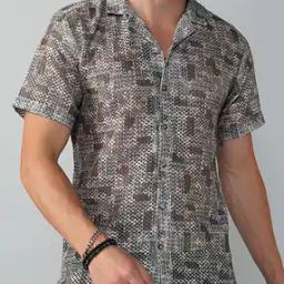 Shein Street Medium Length Short Sleeve Crochet Style Shirt-image-94