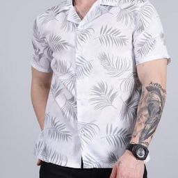 Shein Cuban Collar Short Sleeve Leaf Print Shirt-picture-31