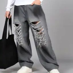 Shein Full Length Heavy Wash Distressed Jeans-image-96