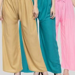 clora creation Pack of 3 Palazzos with Drawstring Waist image 5