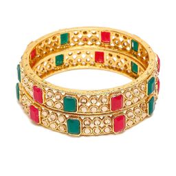 shining diva 13804b_2.6 Set of 17 Gold-Plated Slip-On Bangles image 5