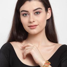shining diva Set of 2 Gold-Plated Stone-Studded Bangles image 5