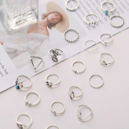 shining diva 12988R Set of 20 Boho Midi Finger Rings image 5