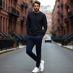 Shein Pin Tuck Solid Sporty Elasticated Drawstring Waist Navy Color Joggers-image-70