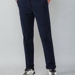 Shein Casual Full Length Low Rise Trousers with Pockets-image-61