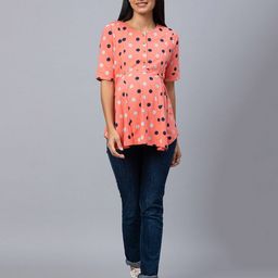 av2 Polka-Dot Printed Top with Button-Front image 5