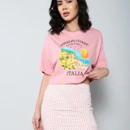Shein Casual Drop-Shoulder Sleeves Front Typographic Print Crew T-Shirt-image-7