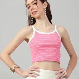 Shein Casual Strappy Sleeves Ribbed Contrast Binding Tank Top-image-73