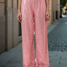 Shein Party Full Length Elasticated Waist Sequined Palazzo-image-71