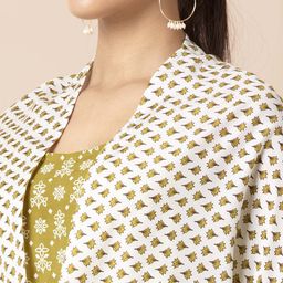 indya Floral Print Open-Front Shrug with Dipped Hem image 5