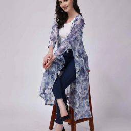 cation Leaf Print Front-Open Shrug image 5