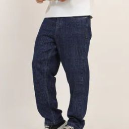 Shein Full Length Striped Relaxed Jeans-image-73