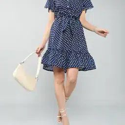 Shein Vintage High Neck Angel Sleeves Midi Skater Dress-image-10