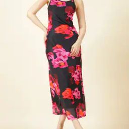 Shein Spaghetti Strap Floral Print Midi Slip Dress-image-65