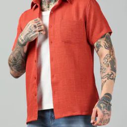 Shein Spread Collar Short Sleeve Shirt With Chest Pocket-image-20