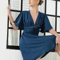 Shein Party Angel Sleeves Ruched Waist Dress with Smocked Back-image-56