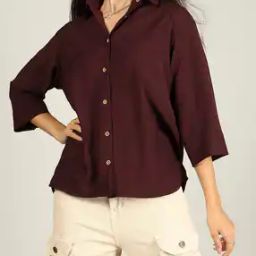 Shein Spread Collar Drop Shoulder High-Low Shirt-image-35