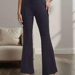 Shein Full Length High Rise Khaki Bootcut Fit Pants-image-50