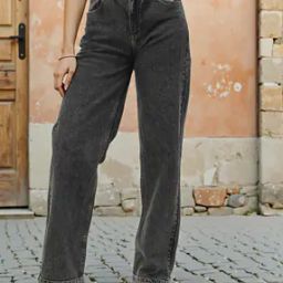 Shein Full Length Stone Wash Straight Fit Jeans-image-47